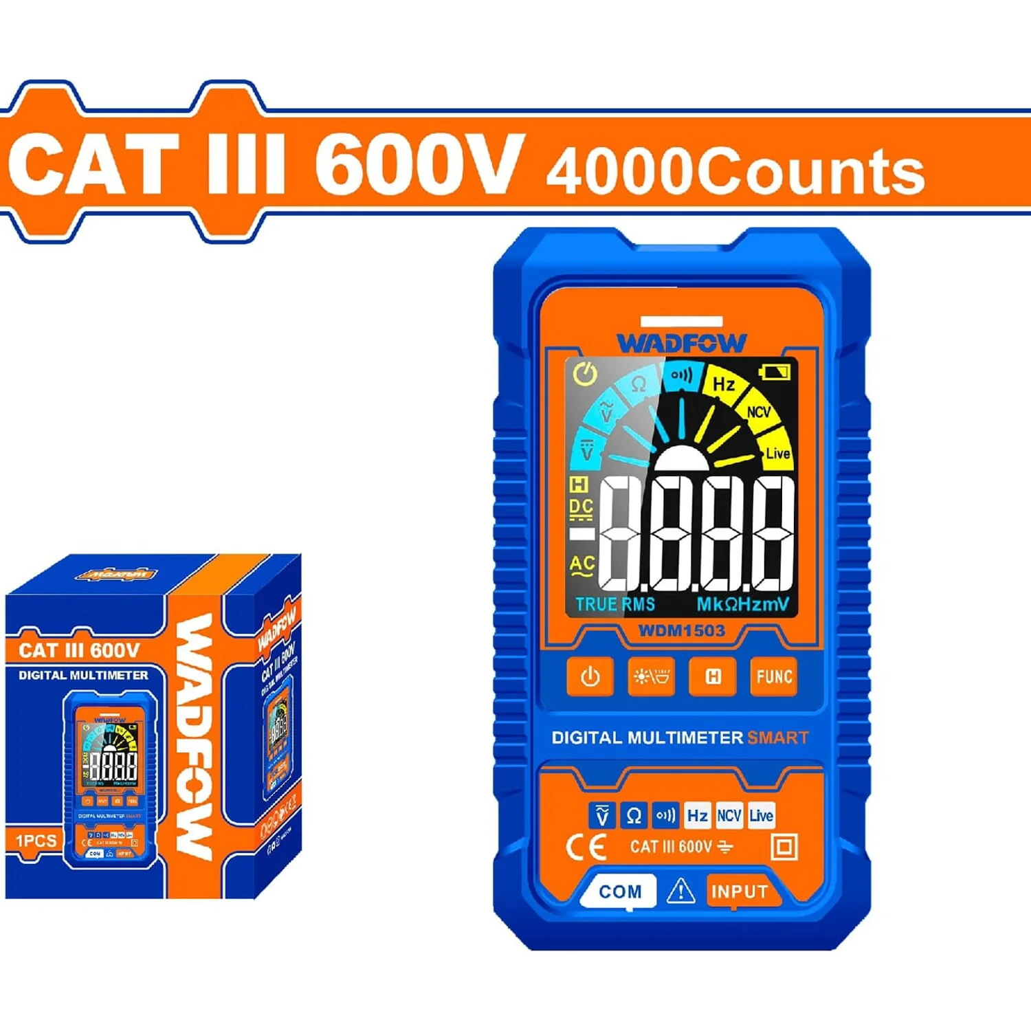 Multímetro Digital 4000 Dígitos. CATIII 600V. Función Inteligente. Rango Automático. Linterna. - Image 2