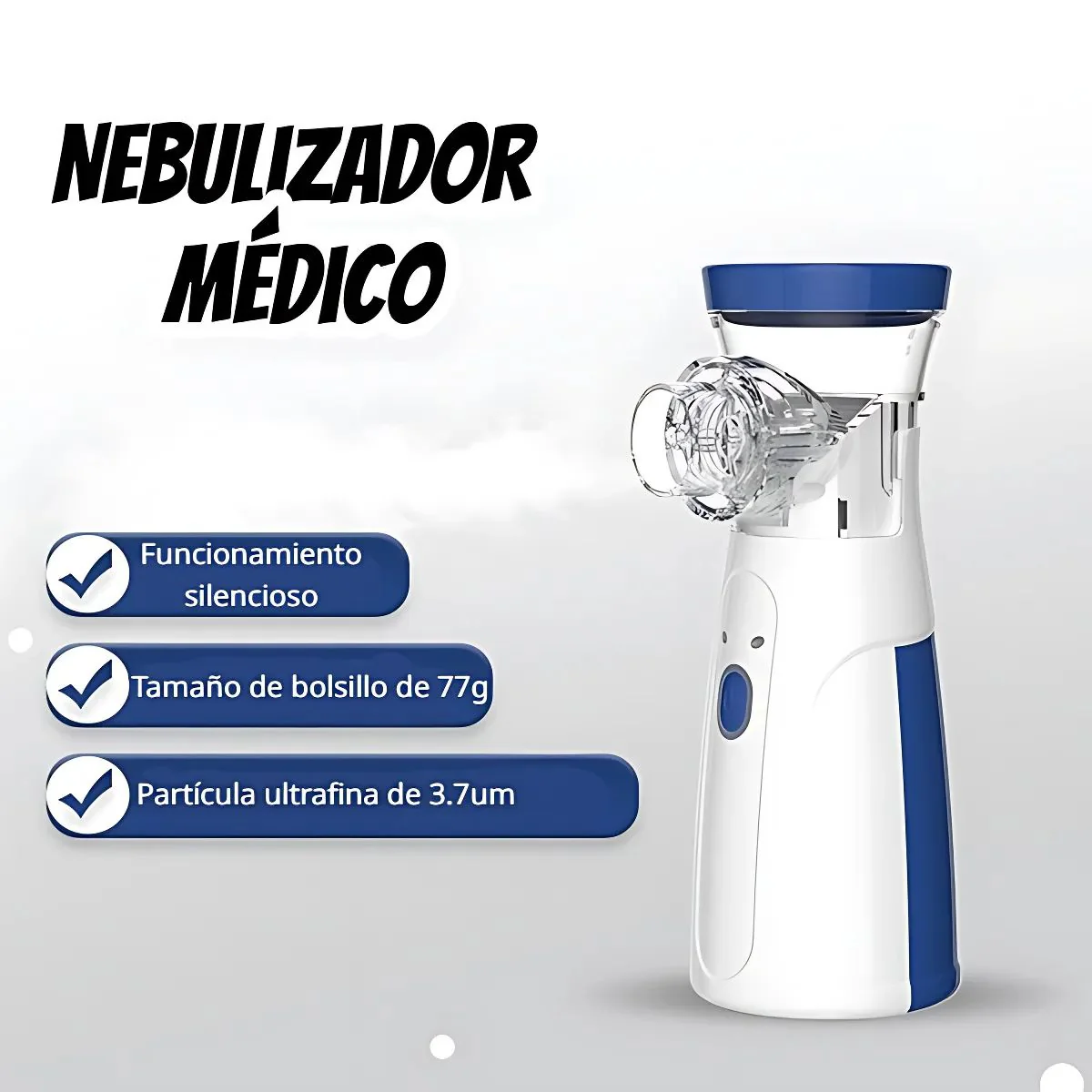 Nebulizador Portátil De Malla Ultrasónica. Inhalador Mini Silencioso 8Ml. Recargable USB-C. Ideal Para Adultos Y Niños. - Image 2