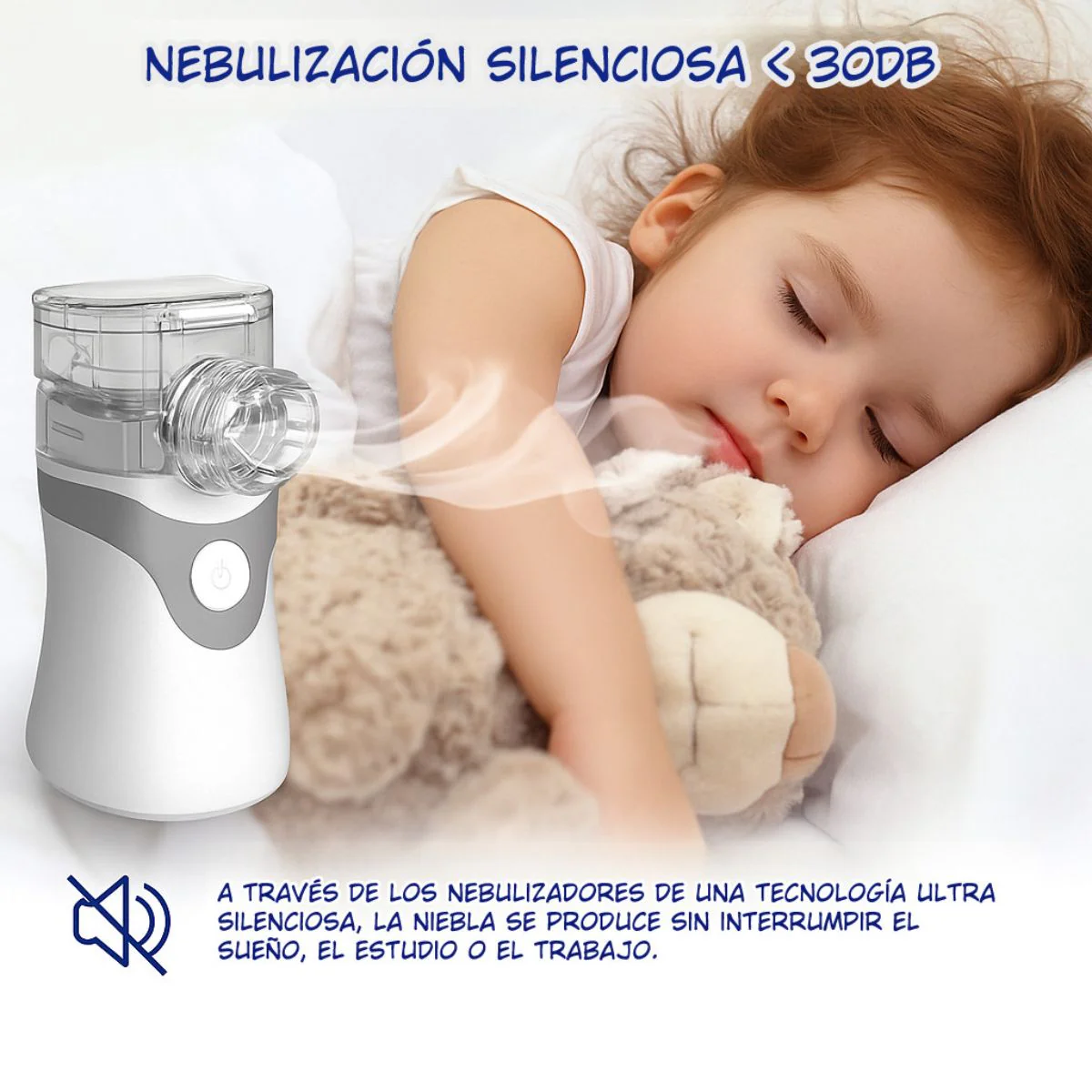 Nebulizador Portátil Recargable Por USB-C. Inhalador De Mano Silencioso Para Asma, Tos, Resfriado Y Alergias - Image 2