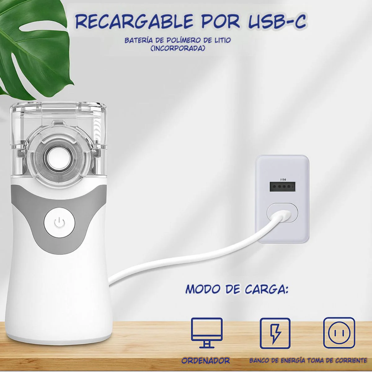 Nebulizador Portátil Recargable Por USB-C. Inhalador De Mano Silencioso Para Asma, Tos, Resfriado Y Alergias - Image 3