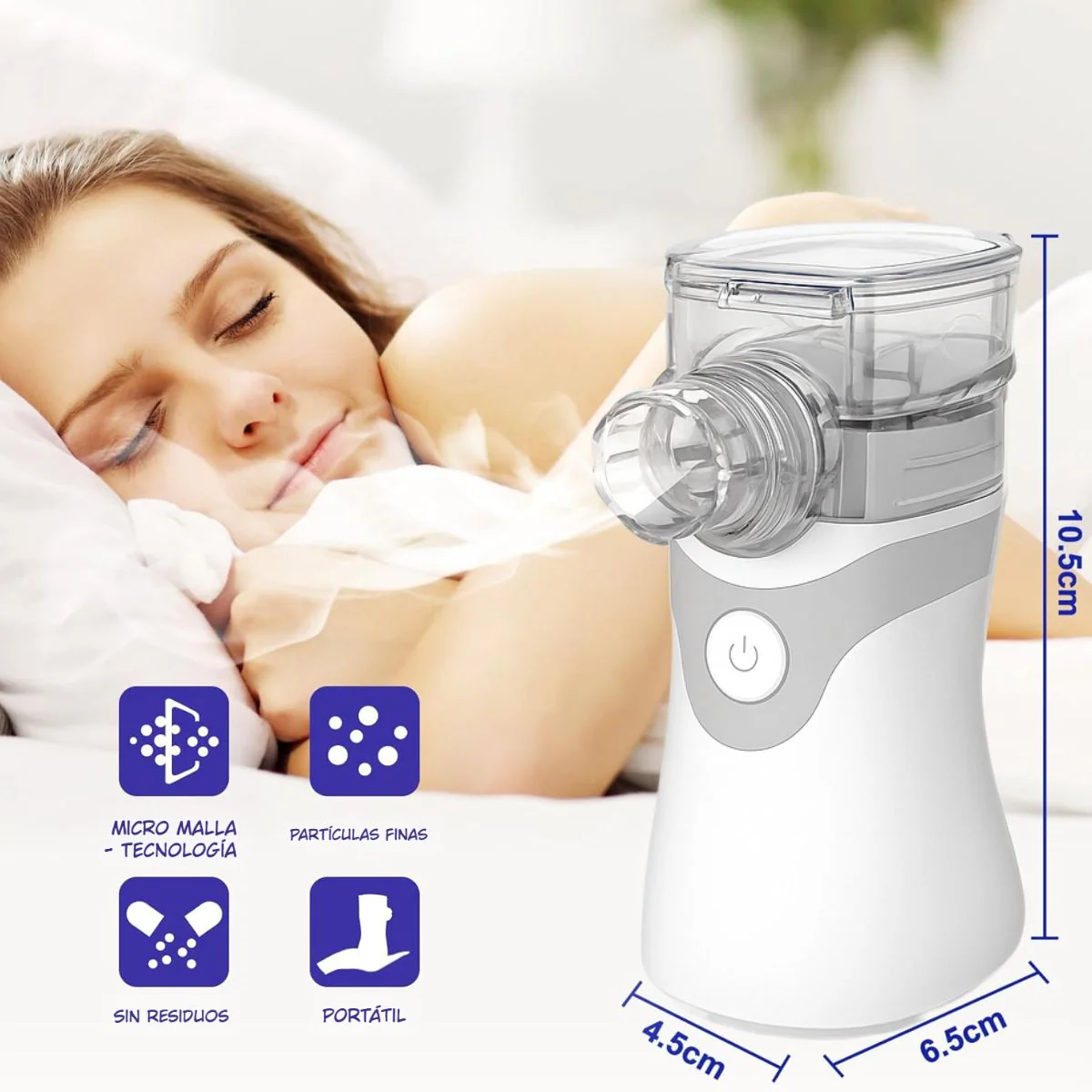 Nebulizador Portátil Recargable Por USB-C. Inhalador De Mano Silencioso Para Asma, Tos, Resfriado Y Alergias - Image 4