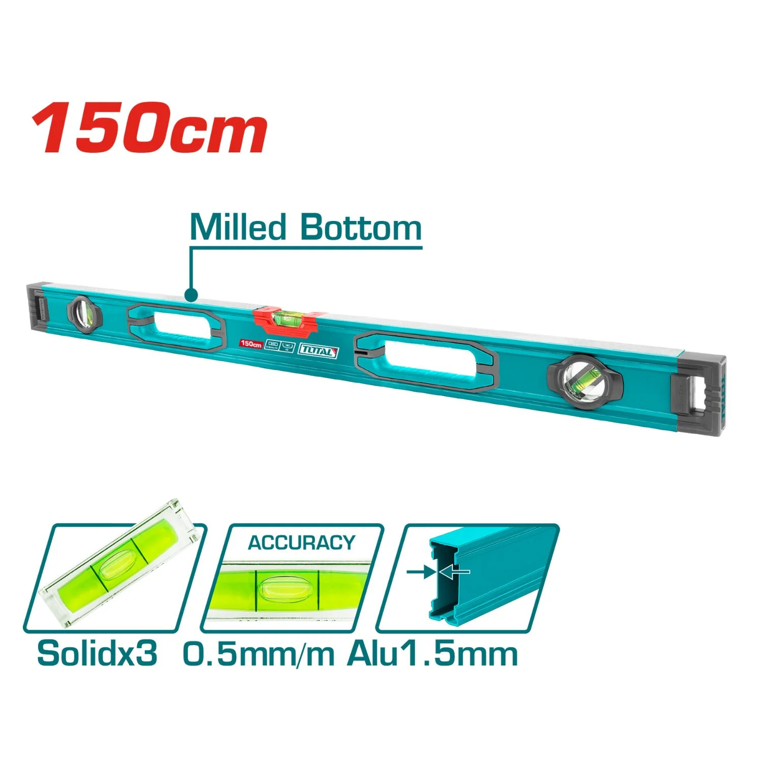 Nivel De Burbuja En Forma De V Para Objetos Cilindricos 150 Cm. Espesor Del Aluminio 1.5 Mm. - Image 2