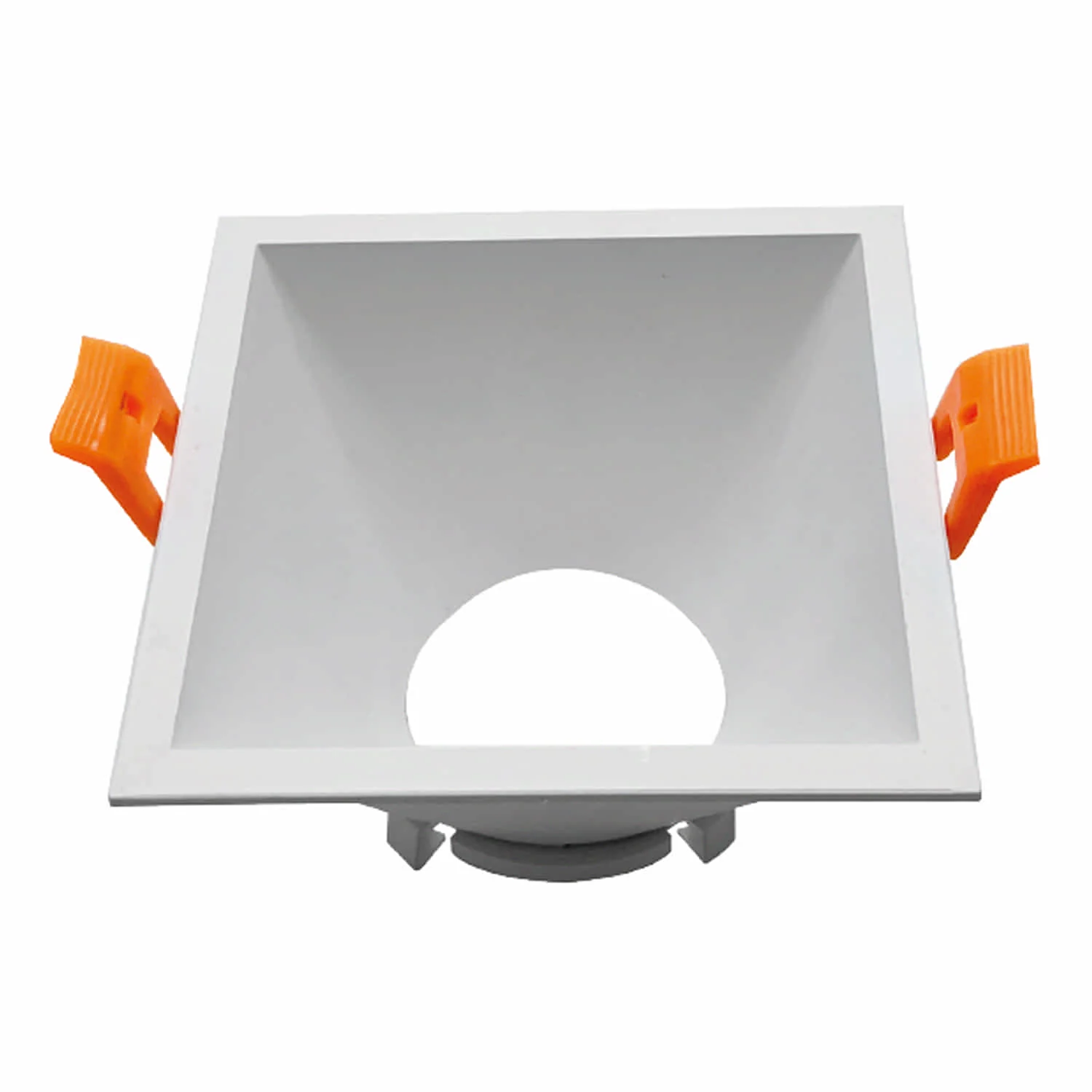 Aro Empotrable Soporte Ojo De Buey 1Xgu10 Plástico Blanco Para Interior Y Exterior. Φ94x94x52mm. Cuadrado. Incrustable