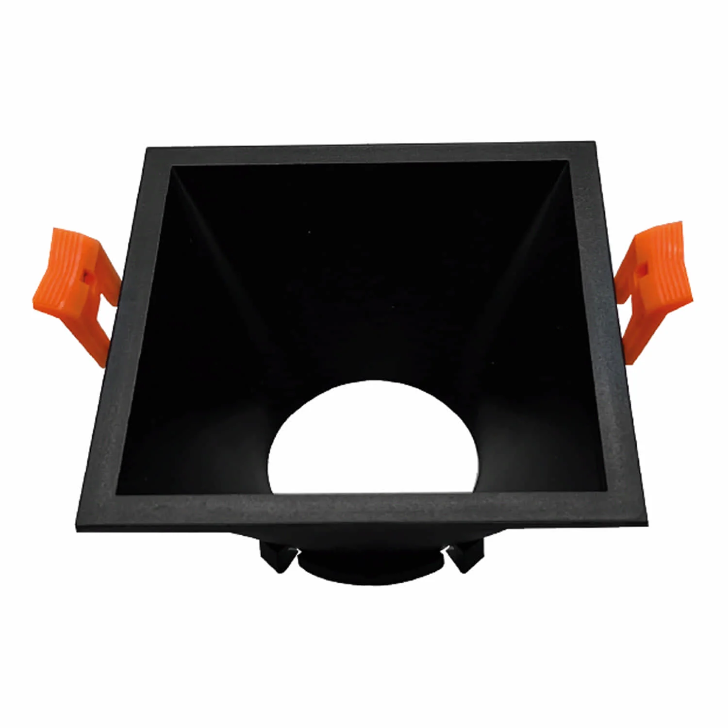 Aro Empotrable Soporte Ojo De Buey 1Xgu10 Plástico Negro Para Interior Y Exterior. Φ94x94x52mm. Redondo. Incrustable