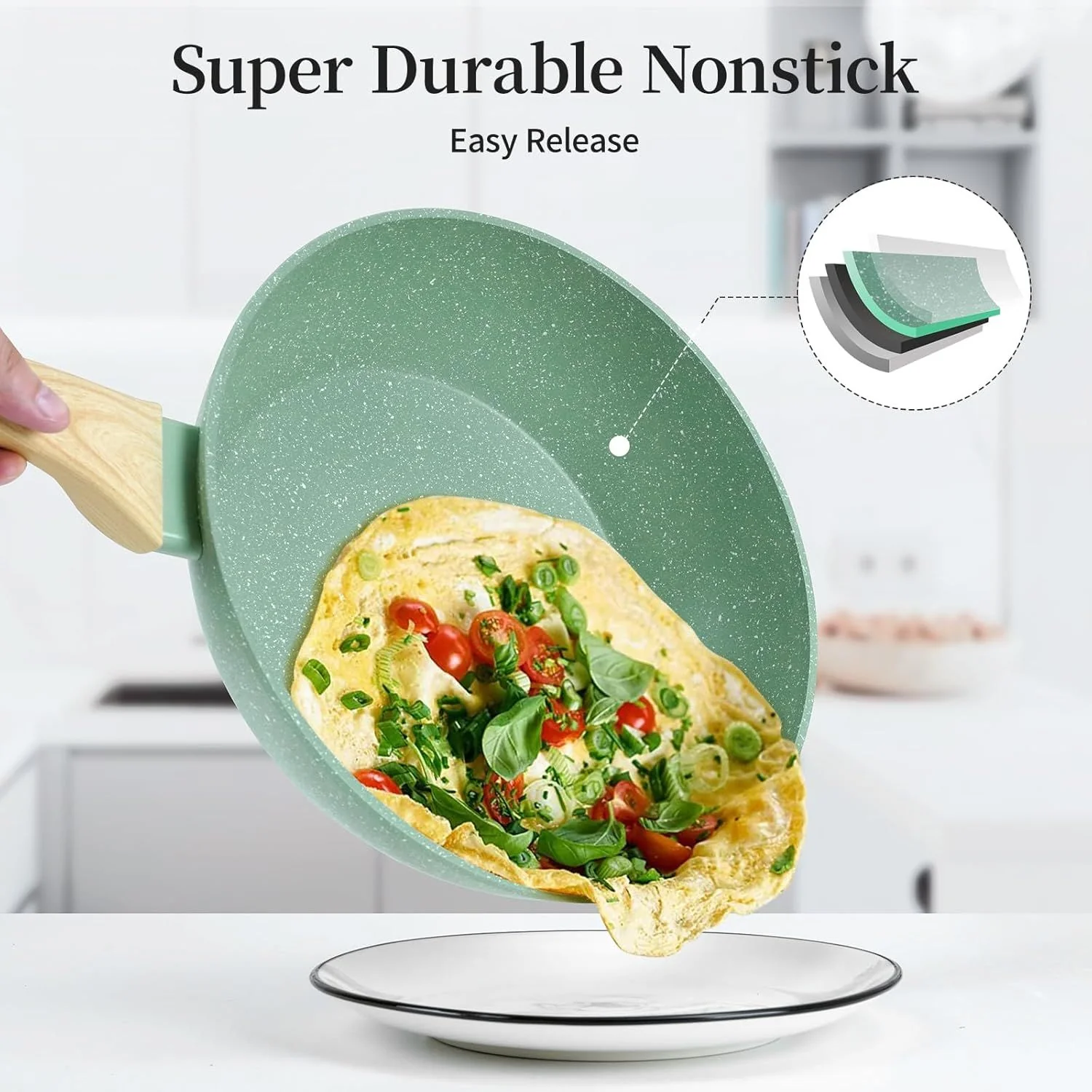 Ollas De Cerámica En Acabado Jade De Aluminio Fundido Con Revestimiento Antiadherente Cerámico Eco-Friendly. Ideal Para Cocinas De Inducción. Batería De Cocina. - Image 2