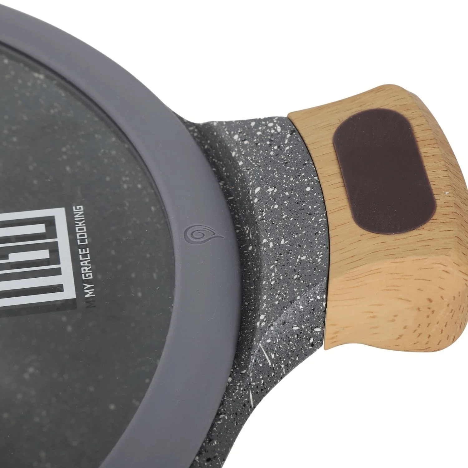 Ollas, Sartén, Utensilios Antiadherente Granito Eco-Friendly Con Mango De Madera Set De 12 Piezas, Color Gris. Batería De Cocina. 100% Libre De Teflon - Image 3
