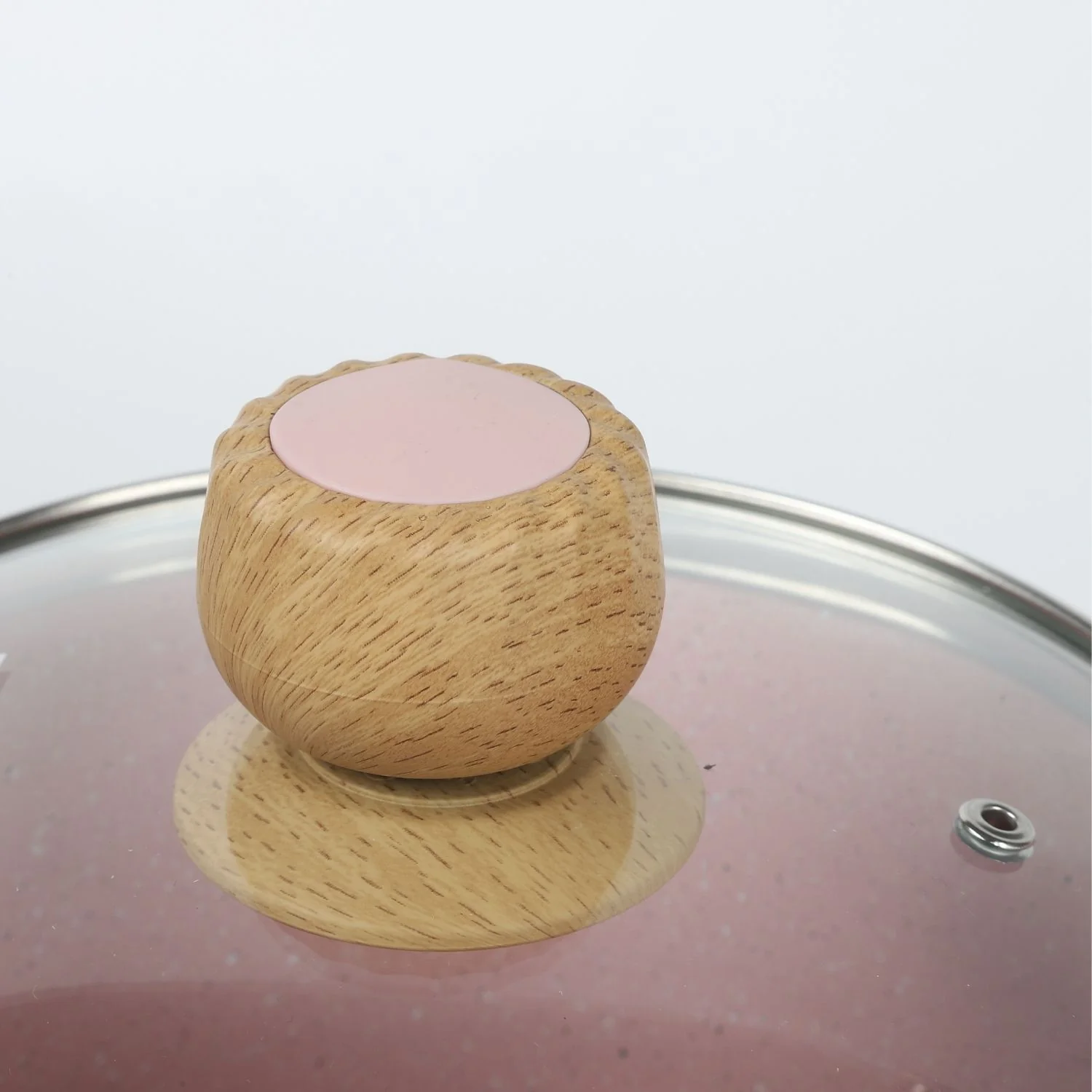 Ollas Y Sartén Ceramico Antiadherente  9 Piezas Color Rosado Granito, Mango Efecto Madera, 100% Libre De Teflon - Image 3