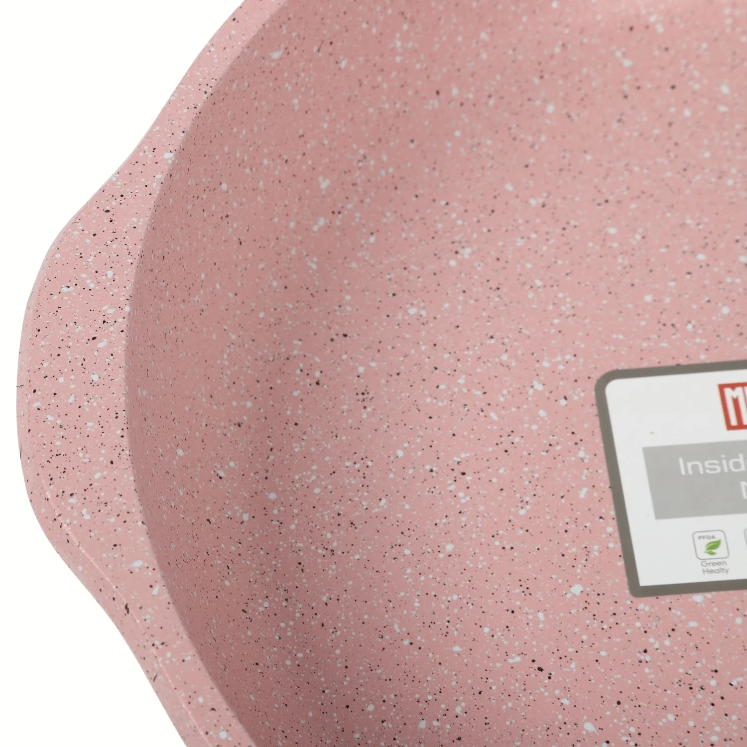 Ollas Y Sartén Ceramico Antiadherente  9 Piezas Color Rosado Granito, Mango Efecto Madera, 100% Libre De Teflon - Image 4