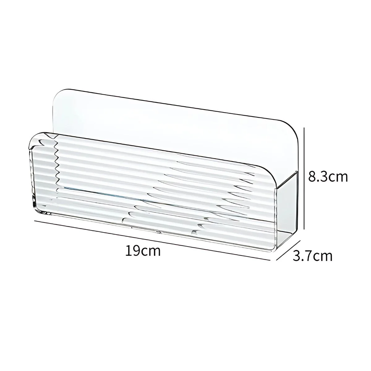 Soporte Adhesivo De Pared Para Controles Remotos 19 × 3.8 × 8.3 Cm. Repisa Organizador De Almacenamiento Colgante. Caja Porta Objetos Trasparente. - Image 2