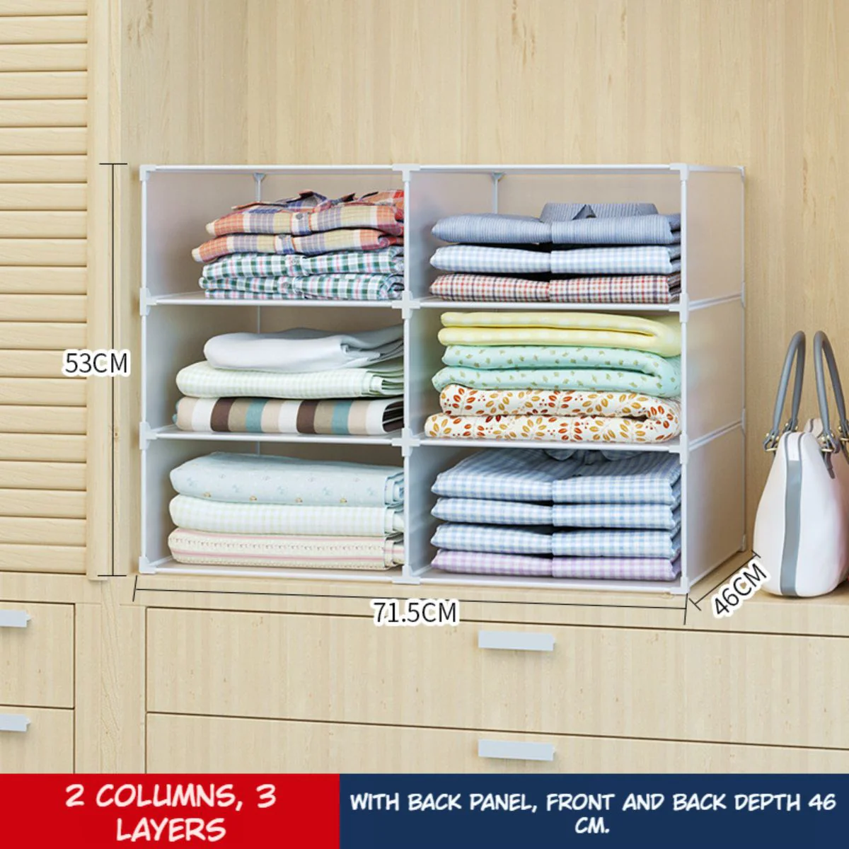 Organizador De Closet Baño Toallas. Estantes Apilables Para Armario Lavandería. 2 Columnas 3 Capas. 73X55x47cm. - Image 2