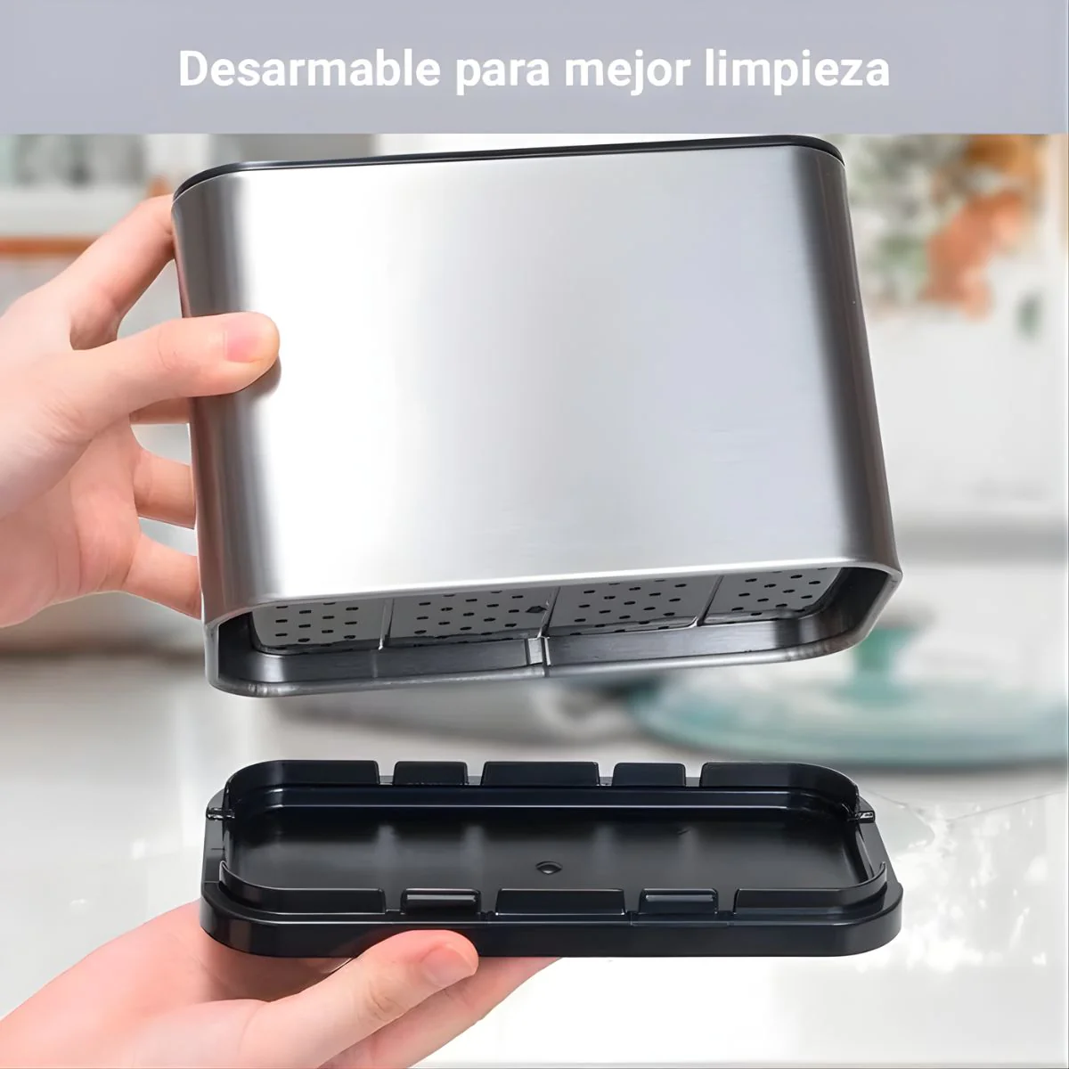 Organizador De Cubiertos Para Cocina Con Drenaje. Porta Cubiertos De Acero Inoxidable. Escurridor Con 4 Compartimientos. - Image 3