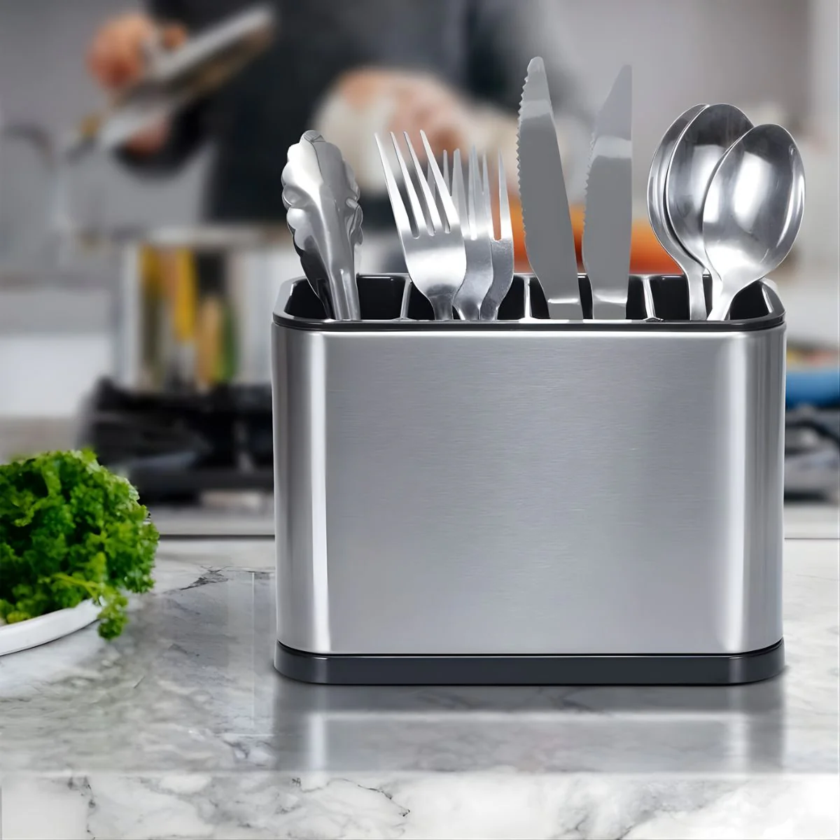 Organizador De Cubiertos Para Cocina Con Drenaje. Porta Cubiertos De Acero Inoxidable. Escurridor Con 4 Compartimientos. - Image 5