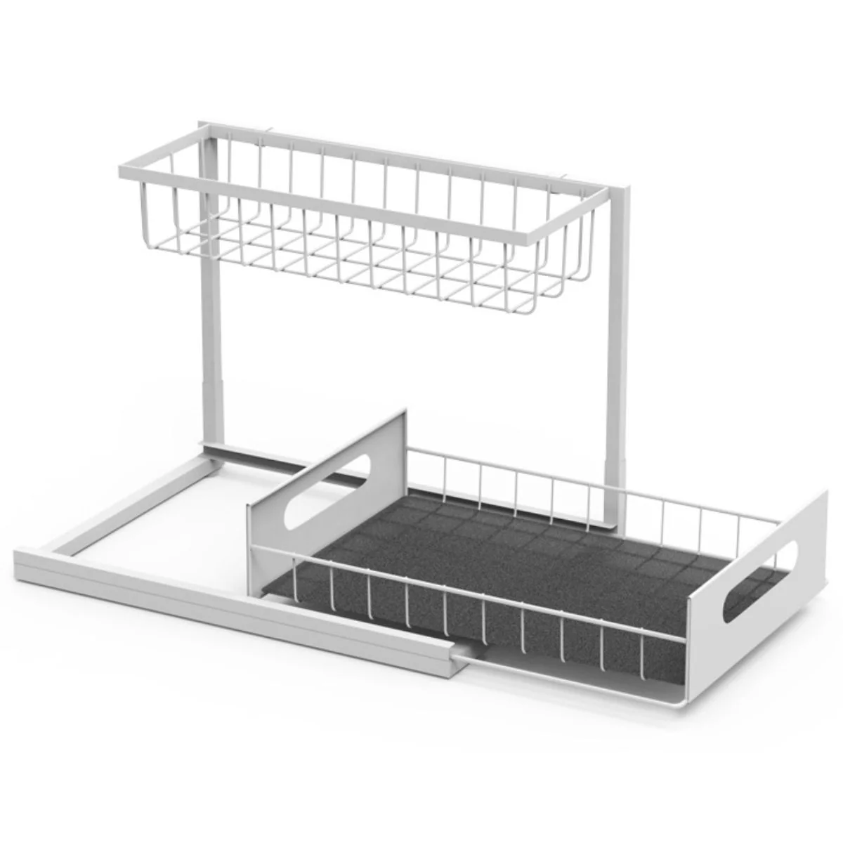 Organizador De Dos Niveles Con Cajón Deslizante Para Debajo Del Fregador. Color Blanco. Estante De Almacenamiento Ideal Para Cocina O Baño. - Image 4