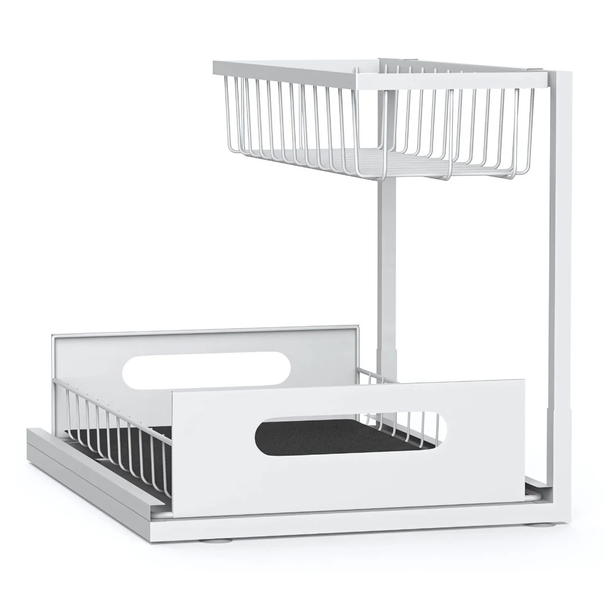Organizador De Dos Niveles Con Cajón Deslizante Para Debajo Del Fregador. Color Blanco. Estante De Almacenamiento Ideal Para Cocina O Baño. - Image 5