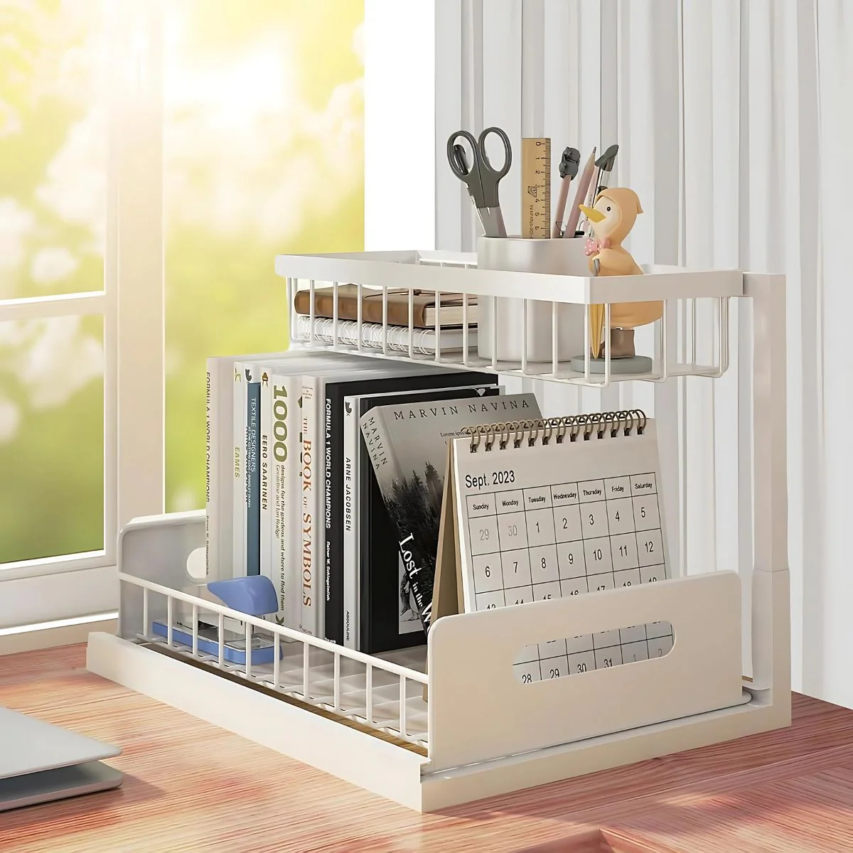 Organizador De Dos Niveles Con Cajón Deslizante Para Debajo Del Fregador. Color Blanco. Estante De Almacenamiento Ideal Para Cocina O Baño. - Image 6