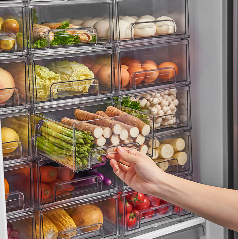 Organizador De Nevera Transparente Grande. Gaveta De Almacenamiento Para Alimentos (30X21.5X11cm). Caja De Acrilico Para Refrigerador.