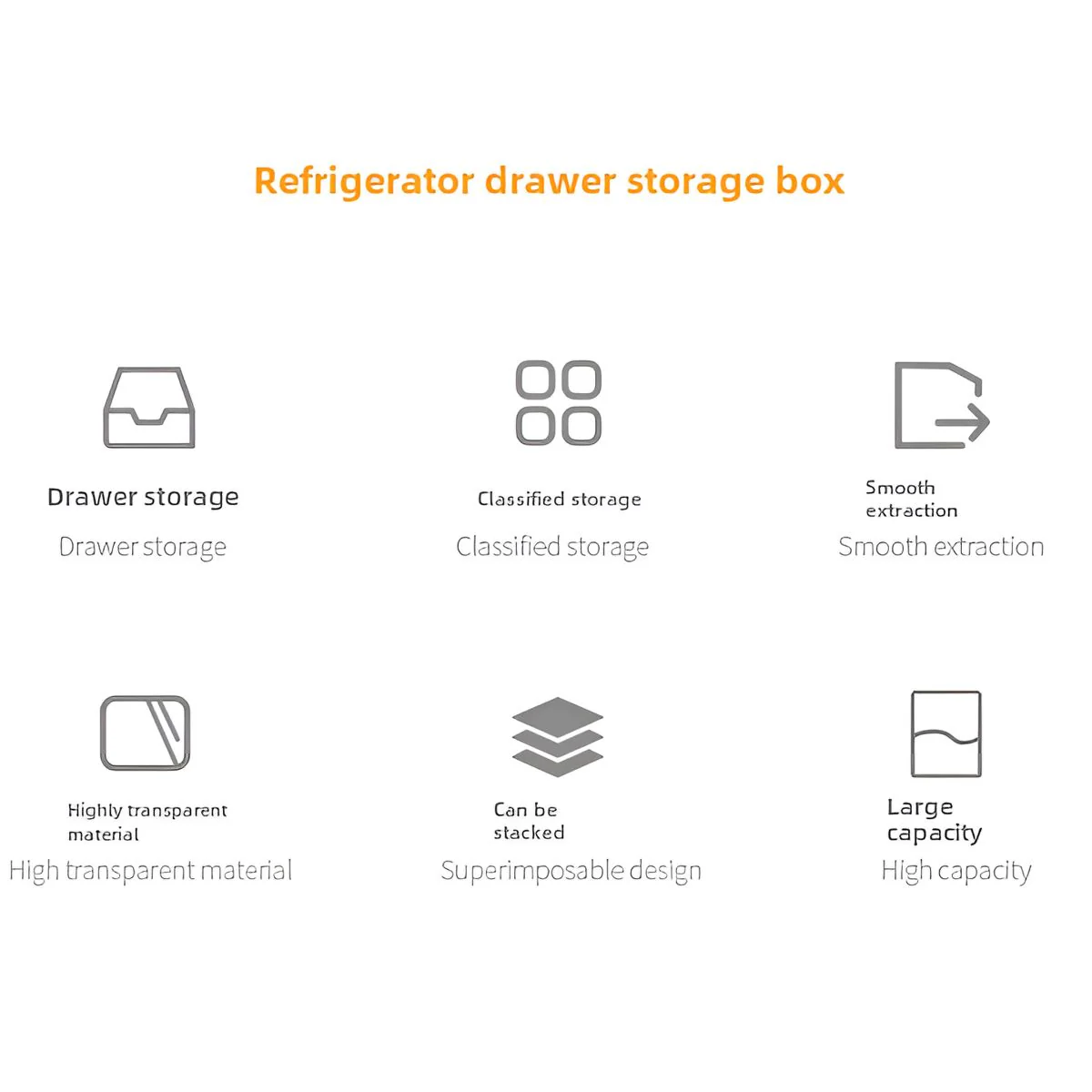Organizador De Nevera Transparente Grande. Gaveta De Almacenamiento Para Alimentos (30X21.5X11cm). Caja De Acrilico Para Refrigerador. - Image 3