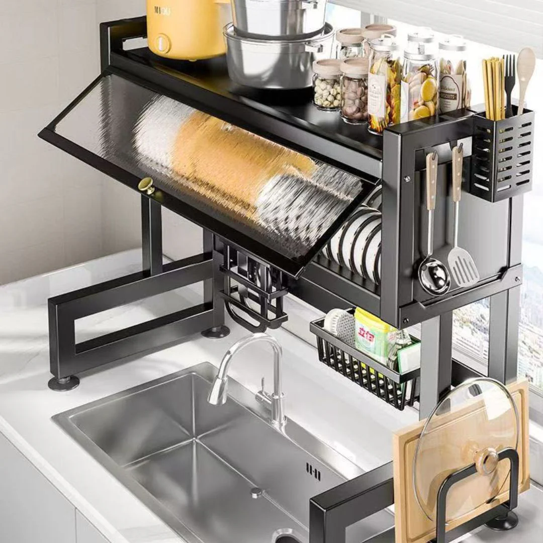Organizador Escurridor De Platos Sobre Fregador De Cocina. Estantería Metálica Multifuncional (85X80x28cm).