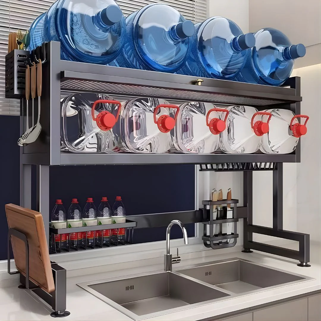 Organizador Escurridor De Platos Sobre Fregador De Cocina. Estantería Metálica Multifuncional (85X80x28cm). - Image 4