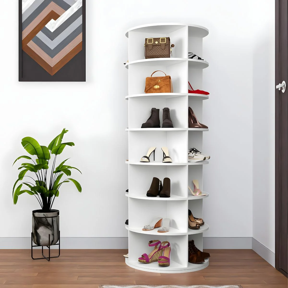 Organizador Multifuncional Giratorio De 7 Niveles. Mueble Zapatero Redondo De Almacenamiento. Estante Giratorio. Zapatos