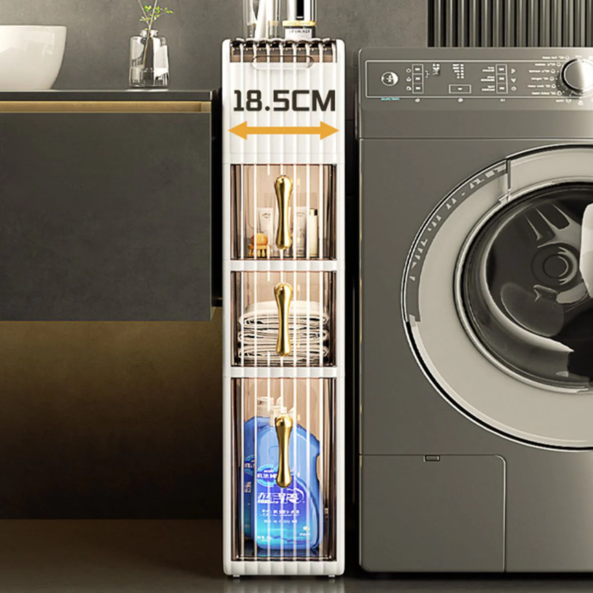 Organizador Vertical Estrecho De 4 Niveles. Mueble Con Cajones Para Almacenamiento. Ideal Para Baños, Lavanderia Y Pasillos Estrechos. Estante Gabinete Anaquel - Image 3
