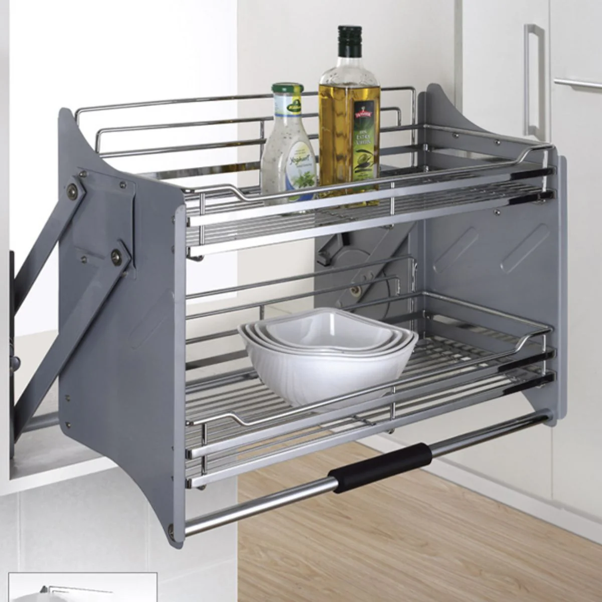 Organizadores Retráctiles Para Gabinetes Superiores. Estantes Abatibles De Cocina Doble Nivel. - Image 3