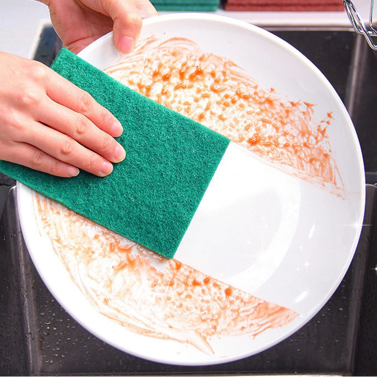 Pad Abrasivo De Satinar Esponja Para Fregar De Nylon. Color Verde. (Pack De 5 Unidades). Multiusos. 15X10x0.8 Cm - Image 2