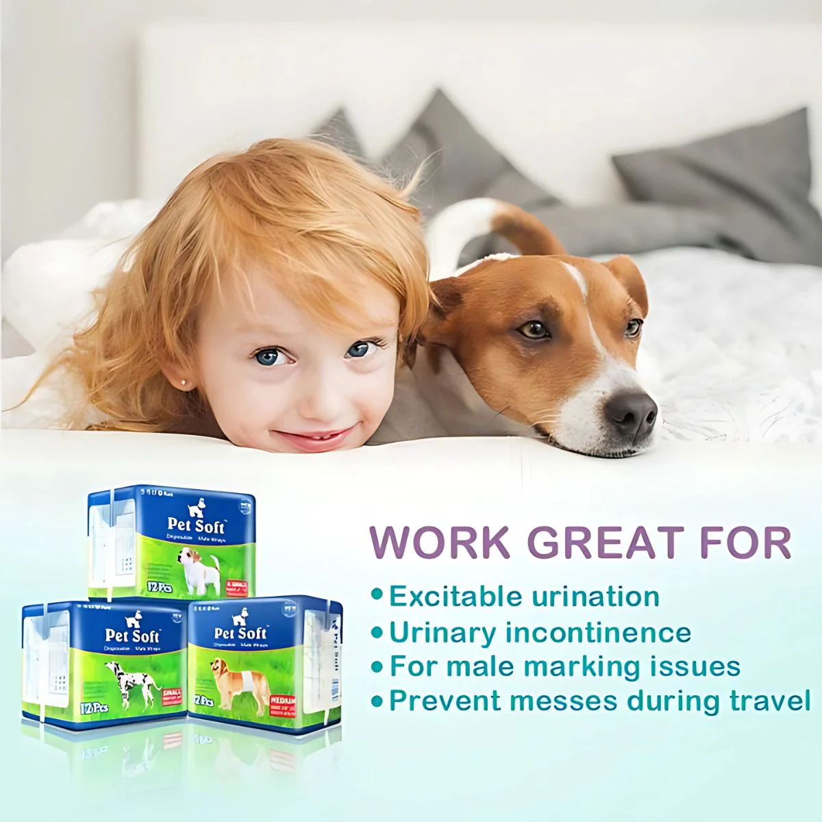 Pañales Desechables Para Perros Machos. Talla S (30-48Cm). Super Absorbente. (Pack De 12 Unidades) - Image 6