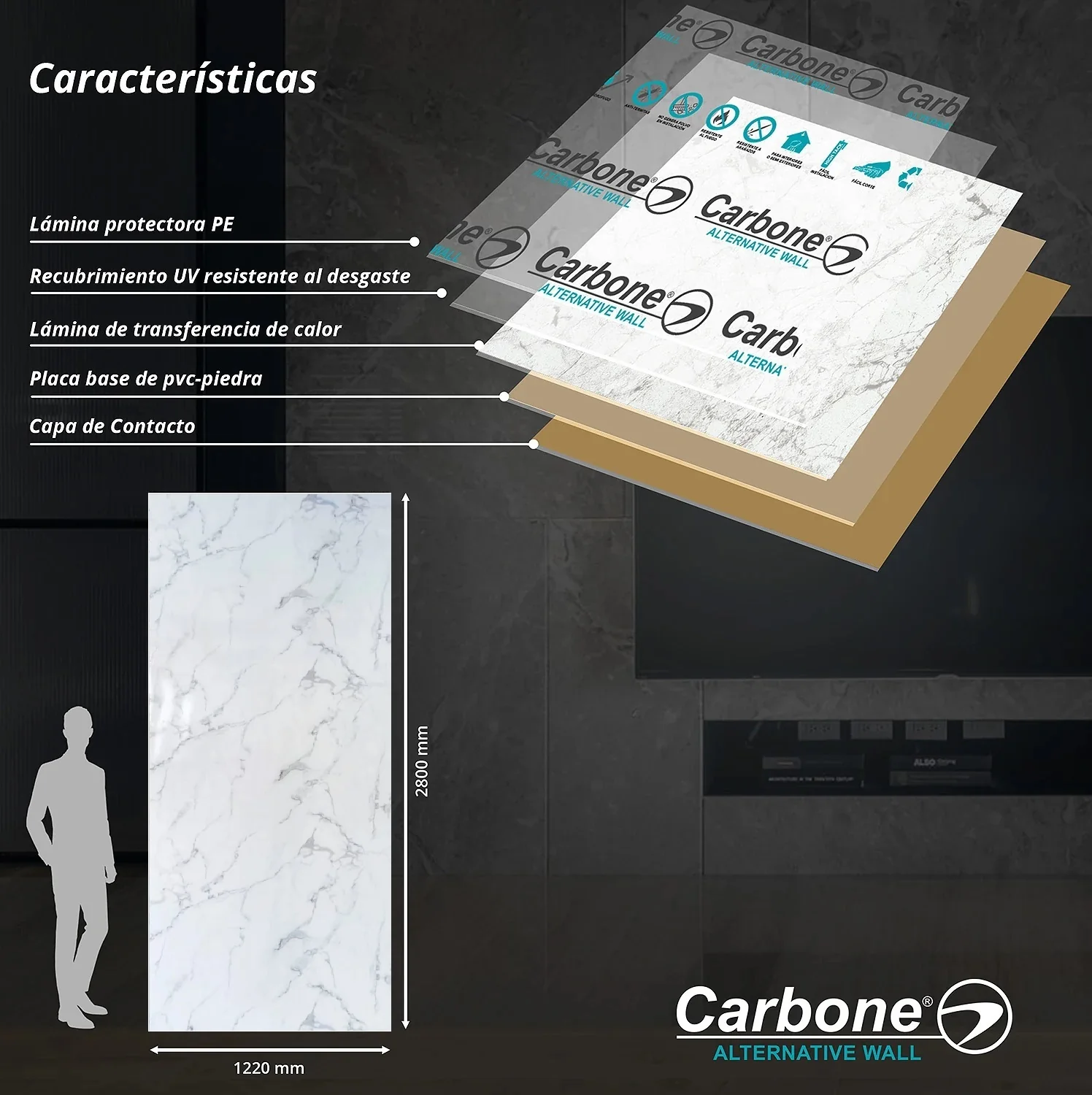 Panel Decorativo Mármol PVC  1.22M X 2.80M X 3Mm Cuarzo Blanco (Línea Económica) Láminas De PVC Para Paredes Y Techo..