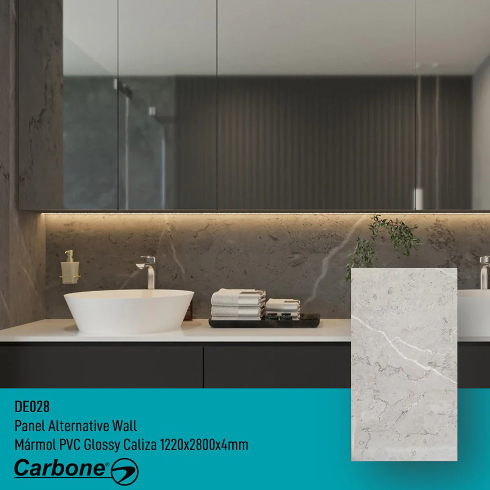 Panel Decorativo Mármol PVC 1.22 M X 2.80 M X 3 Mm. Acabado: Glossy Caliza