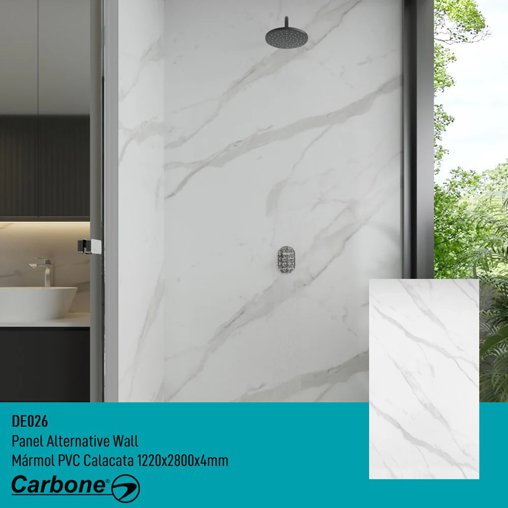 Panel Decorativo Mármol PVC  1.22 M X 2.80 M X 3 Mm. Acabado: Matt Calacata