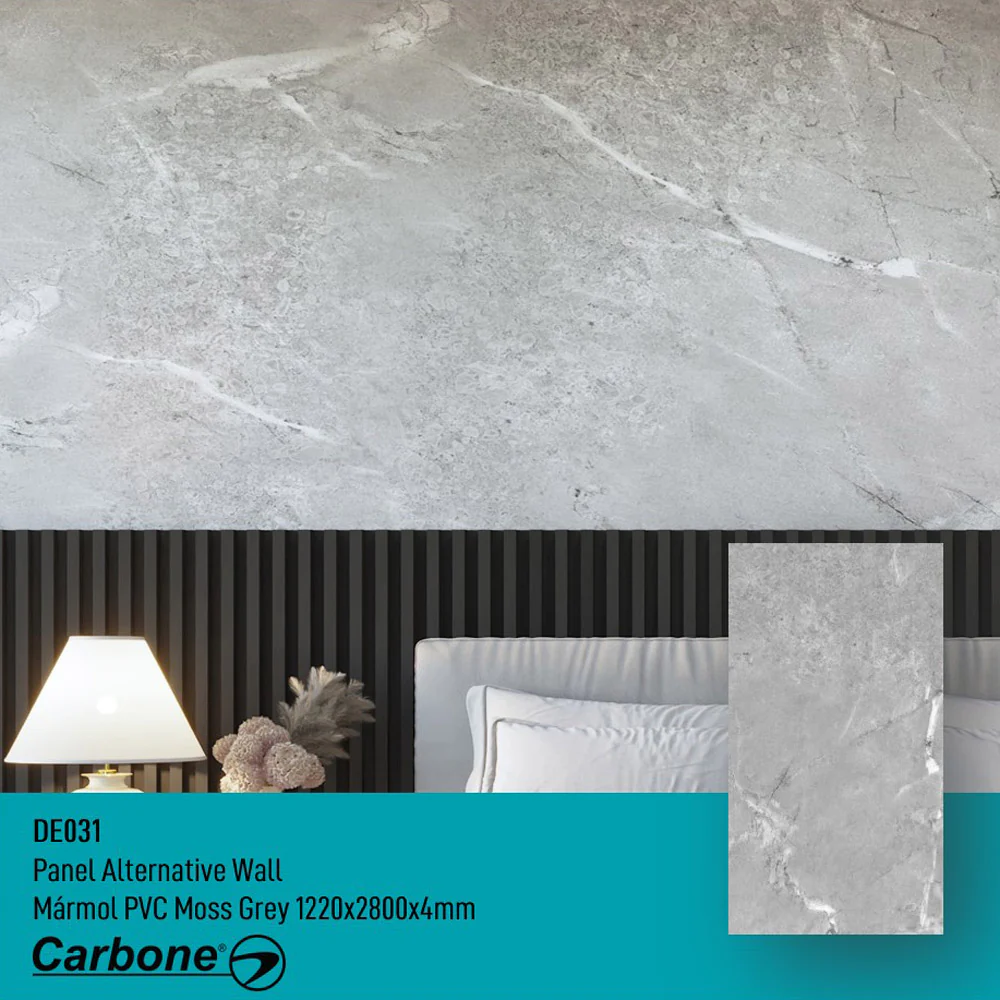 Panel Decorativo Mármol PVC 1.22 M X 2.80 M X 3 Mm. Acabado: Moss Gray.