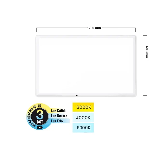 Panel LED 2X4 80W CCT 600X1200x30mm 8000Lm 3 Tonos De Luz . Panel Retroiluminado. - Image 2