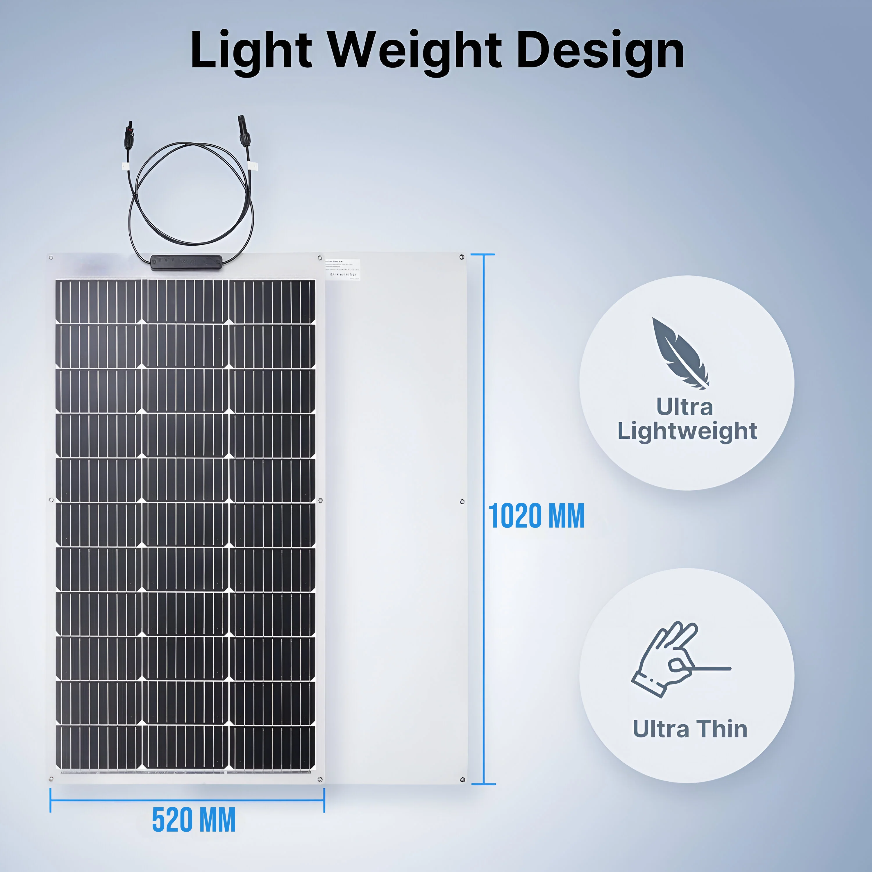 Panel Solar De 100W, Monocristalino Flexible, Ultradelgado, Para RV, Barcos O Autos. - Image 2