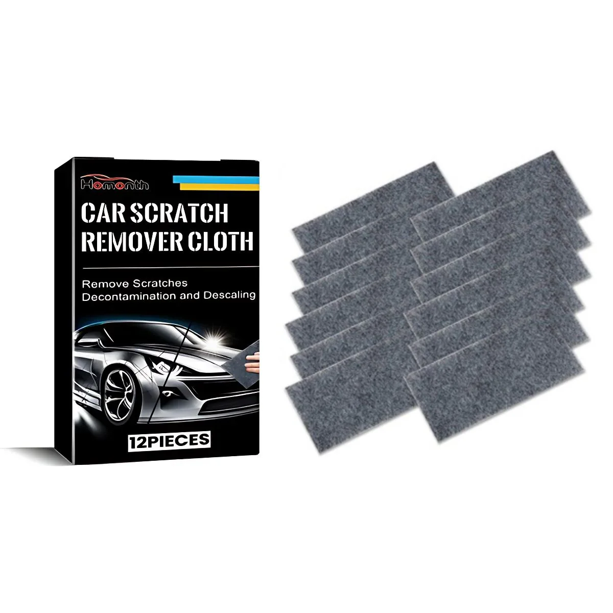 Paño Removedor De Rayones Para Auto. Paño Multiusos De Reparación De Arañazos Para Carros. Quita Rayas De Carro (Set De 12 Unds)