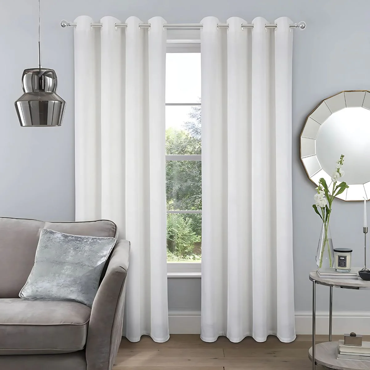 Paños De Cortina Blancos Con Argollas (1 Panel) Cortinas De Tela Con Anillos. (No Incluye Palo)