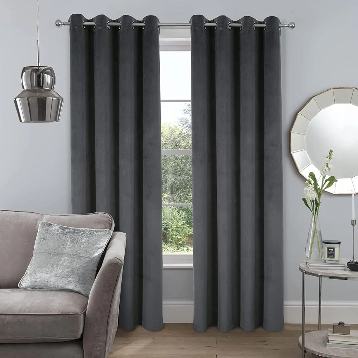 Paños De Cortinas Gris Oscuro Con Argollas (1 Panel) Cortinas De Tela Con Anillos. (No Incluye Palo) - Image 6