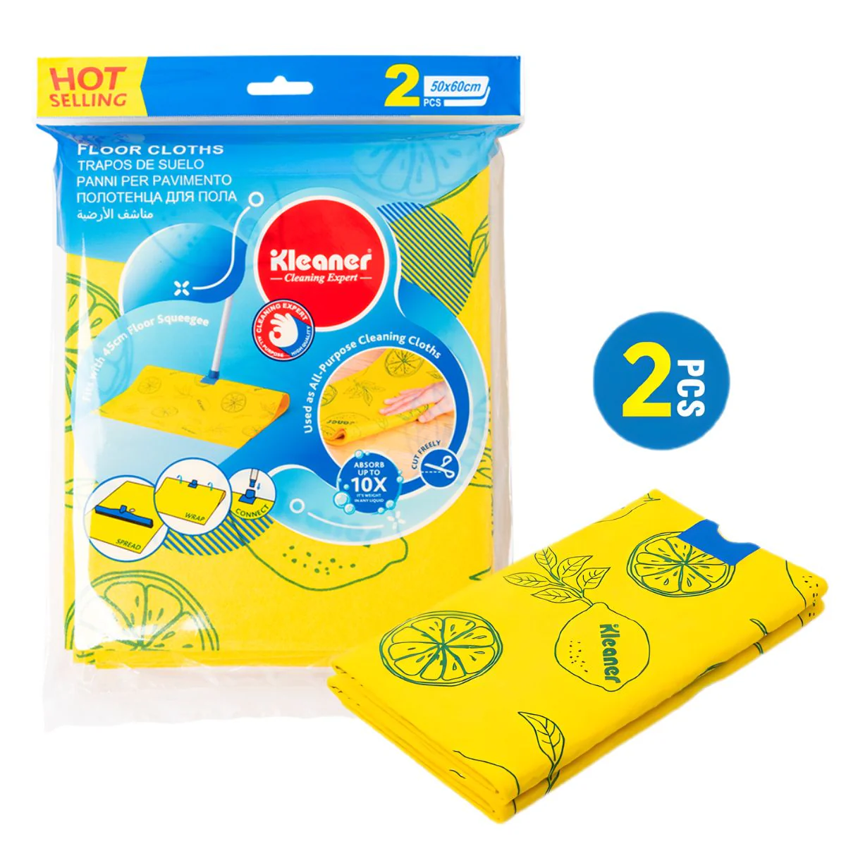 Paños Trapeadores Para Piso 50X60cm (Pack De 2 Unidades). Trapos Absorbentes Multiuso Para Limpieza De Suelos. Mop Pads Reutilizables.