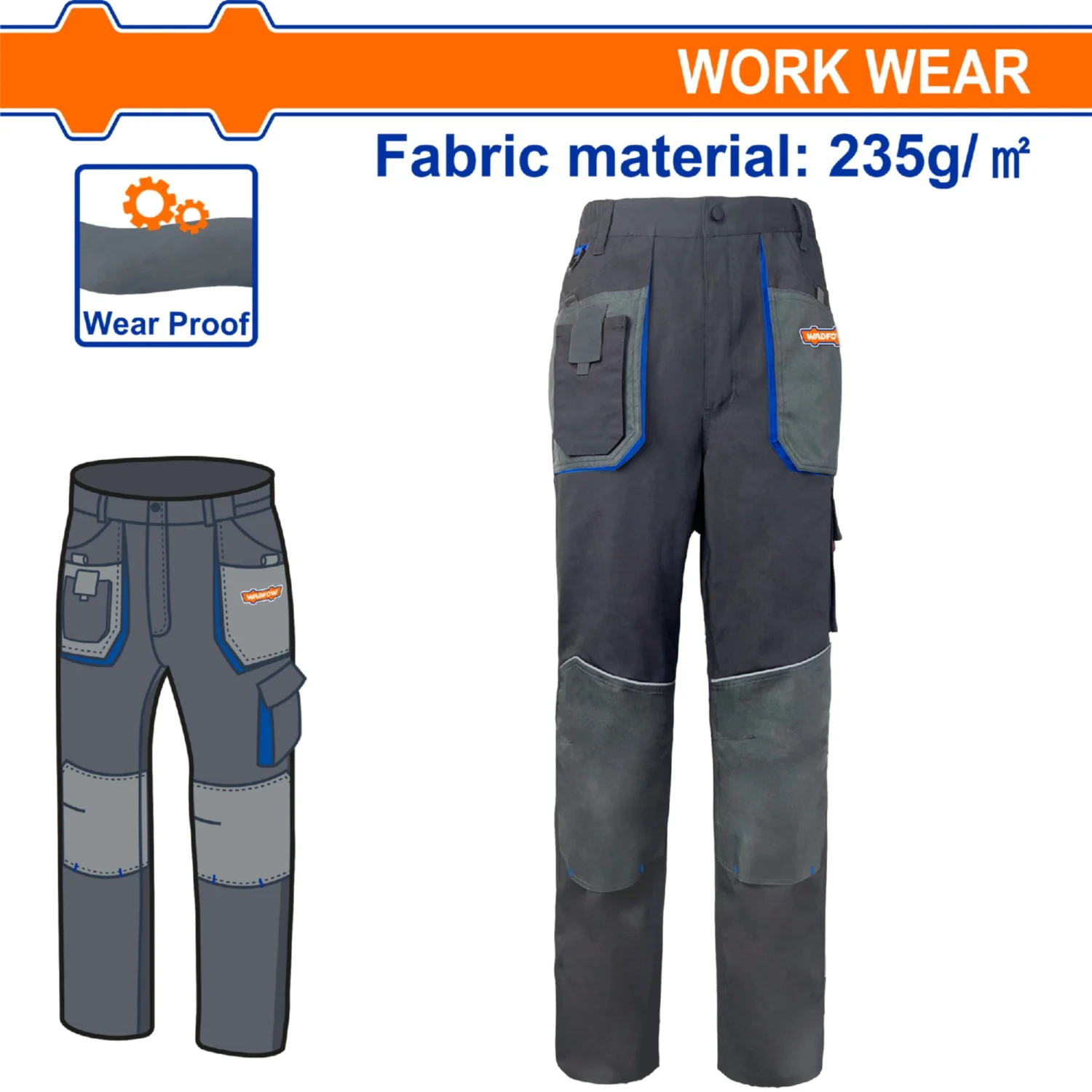 Pantalones De Trabajo Con Material Reflectante Y Bolsillos. Color Gris