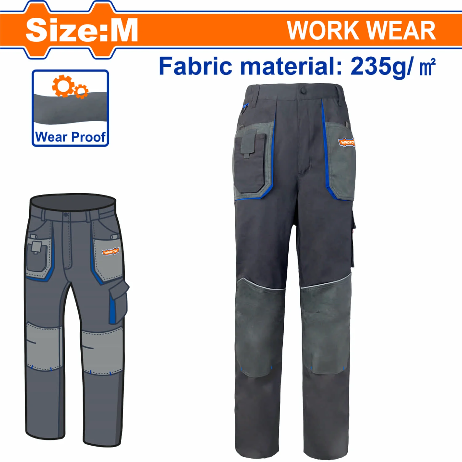 Pantalones De Trabajo Con Material Reflectante Y Bolsillos. Color Gris - Image 2