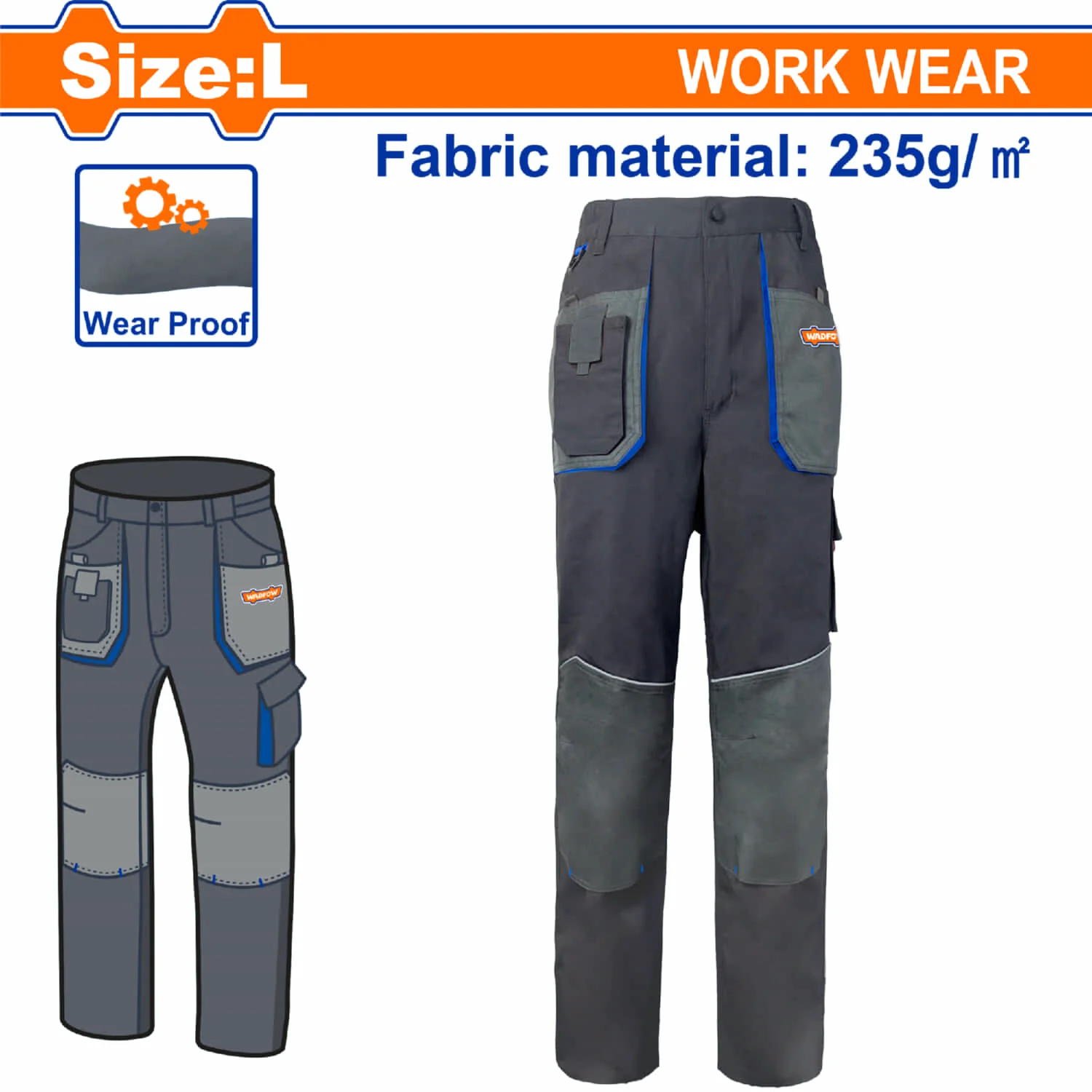 Pantalones De Trabajo Con Material Reflectante Y Bolsillos. Color Gris - Image 3