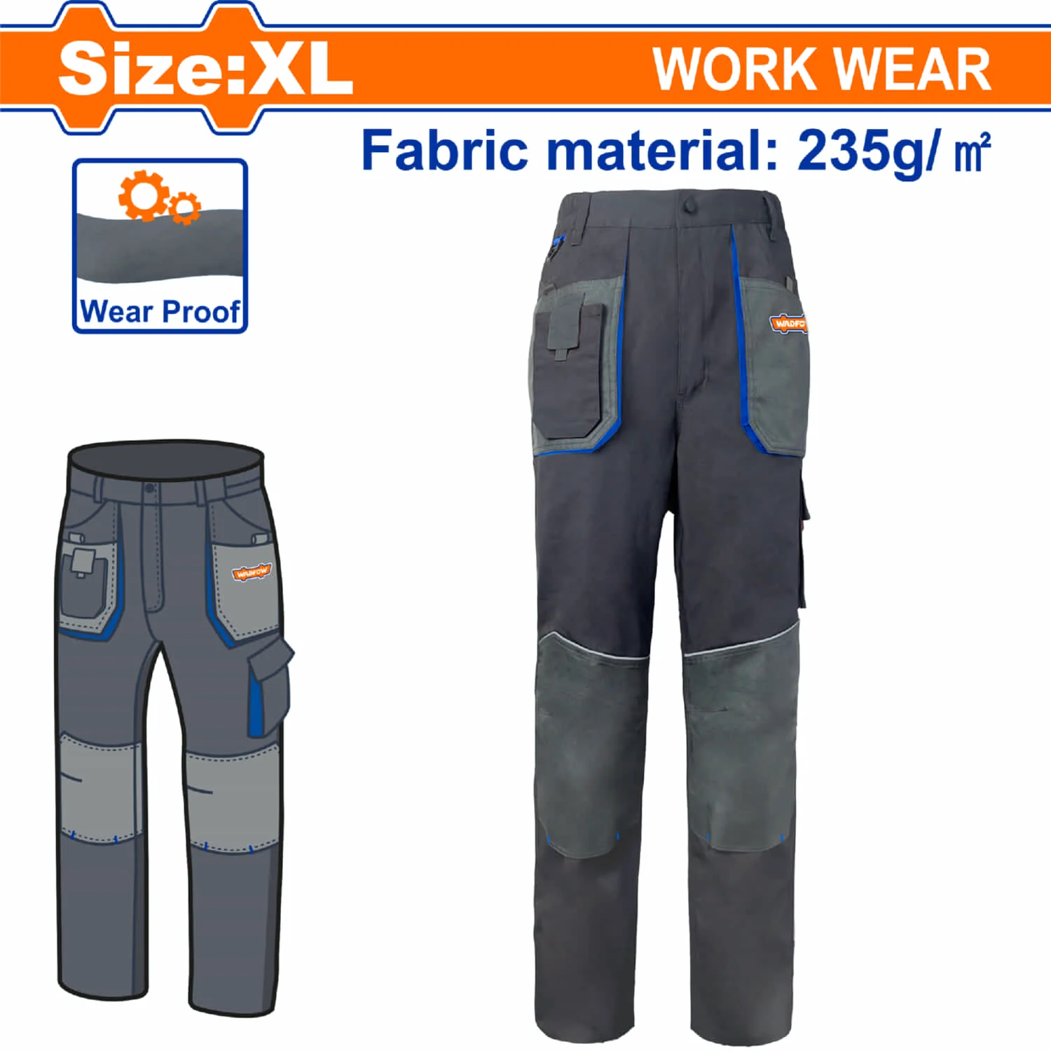 Pantalones De Trabajo Con Material Reflectante Y Bolsillos. Color Gris - Image 4