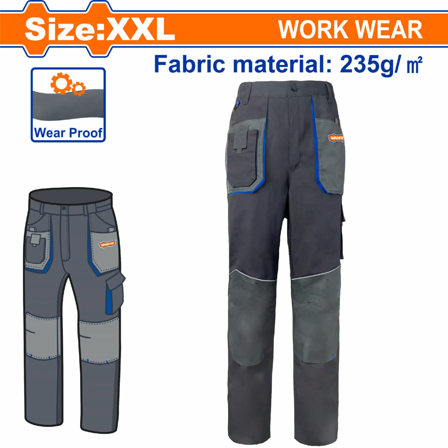 Pantalones De Trabajo Con Material Reflectante Y Bolsillos. Color Gris - Image 5