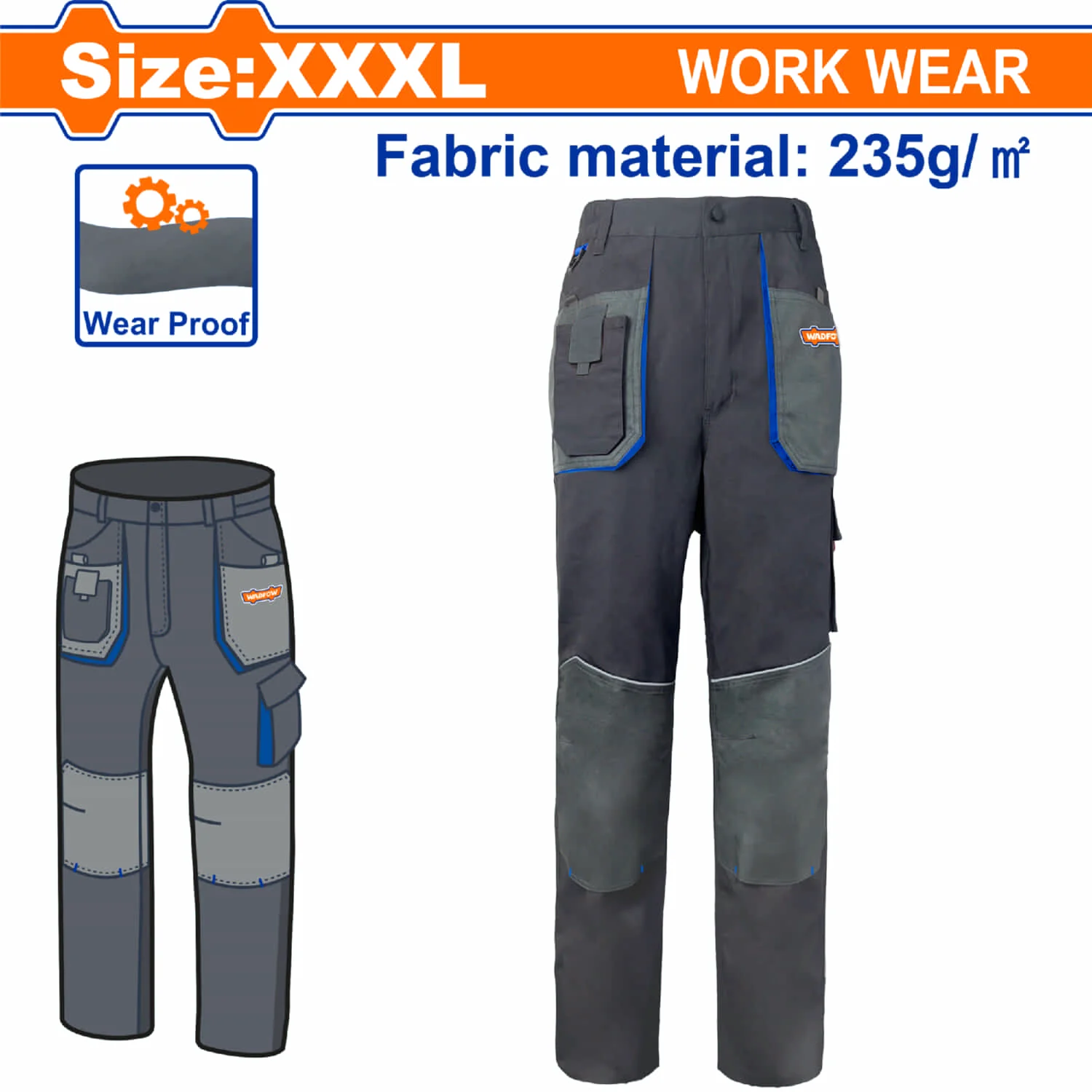 Pantalones De Trabajo Con Material Reflectante Y Bolsillos. Color Gris - Image 6