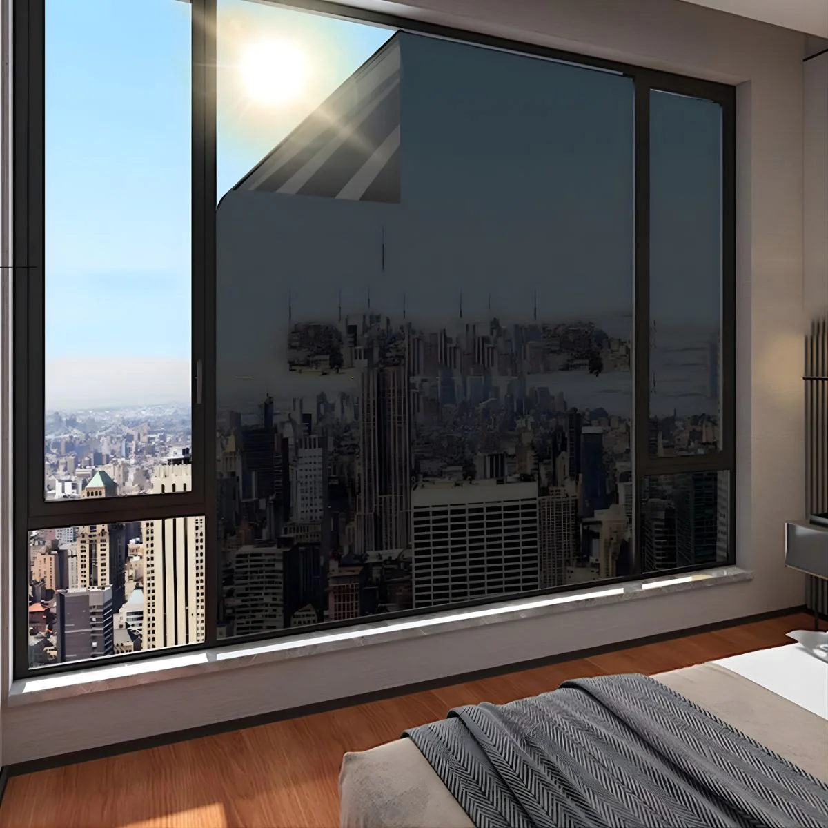 Papel Ahumado Tipo Espejo Para Ventanas. Película Solar Reflectiva Aislante Térmica (120Cmx3m). Efecto Espejo De Noche.Transmisión De Luz 28%. - Image 5