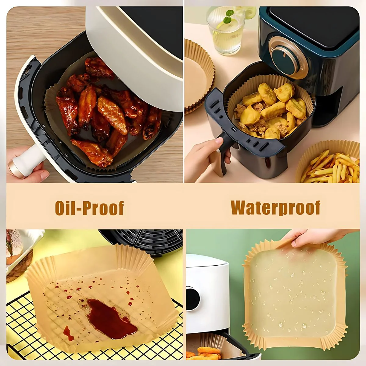 Papel Bandeja Antiadherente Para Freidora De Aire. (50 Piezas). Papel Protector Desechable Para Air Fryer. 20Cm De Diámetro. Cuadrado. - Image 5