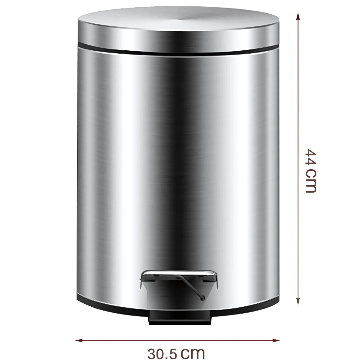 Papelera Con Pedal Acero Inoxidable 20L. Con Cierre Suave Basurero Tinaco Antideslizante Y Con Tapa Para Baño U Oficina.