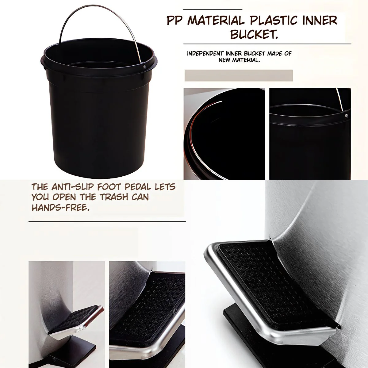 Papelera Con Pedal Acero Inoxidable 5L. Basurero Tinaco Antideslizante Y Con Tapa Para Baño U Oficina. - Image 2