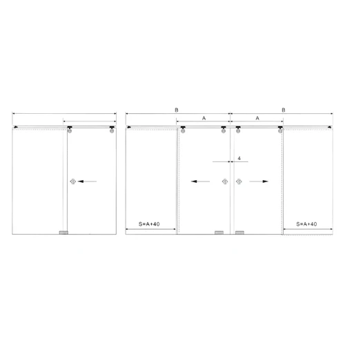 Par Rodachines Y Accesorios Brillante, Puerta Vidrio Temp10-12 Mm, Soporta 100Kg. Riel TD-8600B-4 - Image 3
