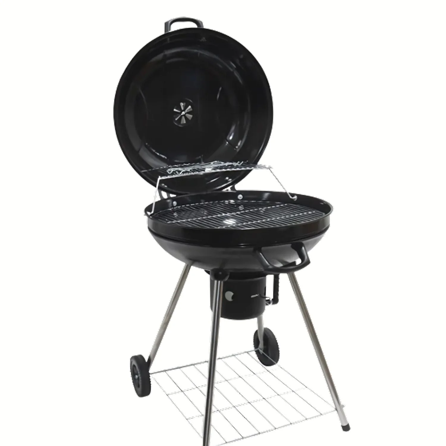 Parrilla De Carbón Redonda 22" 56X88 Cm Estilo Barbacoa Portátil De Hierro Con Termómetro Y Estante. Asador A Carbón - Image 2